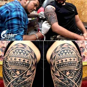 Affordable Best Tattoo Artist In Goa – Gupta Tattoo - Little Known Facts About Mauri Tribal half sleeve tattoo on shoulder.